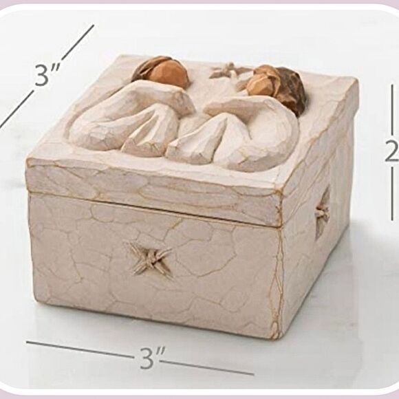2003 #WillowTree #Friendship Sculpted Hand-Painted Keepsake Box 3" x 3" #DEMDACO - Picture 5 of 8